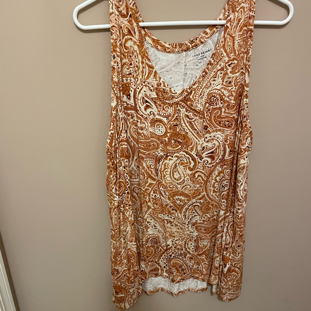 Lane Bryant Orange Paisley Tank Top